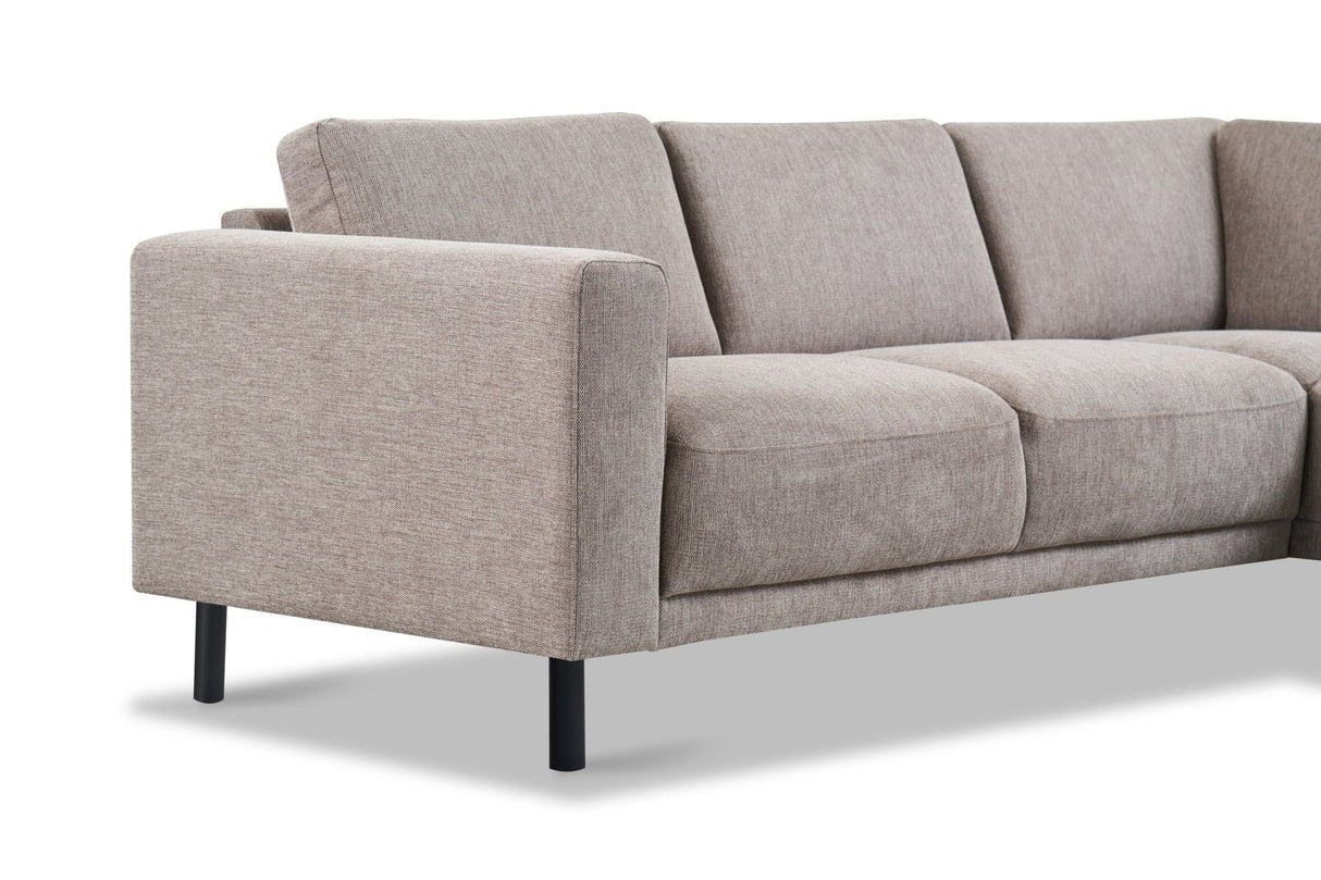 Canapé d'angle moderne 3 places à droite en taupe en tissu Aniko avec lounge 240x197x78 cm 