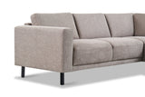 Canapé d'angle moderne 3 places à droite en taupe en tissu Aniko avec lounge 240x197x78 cm 