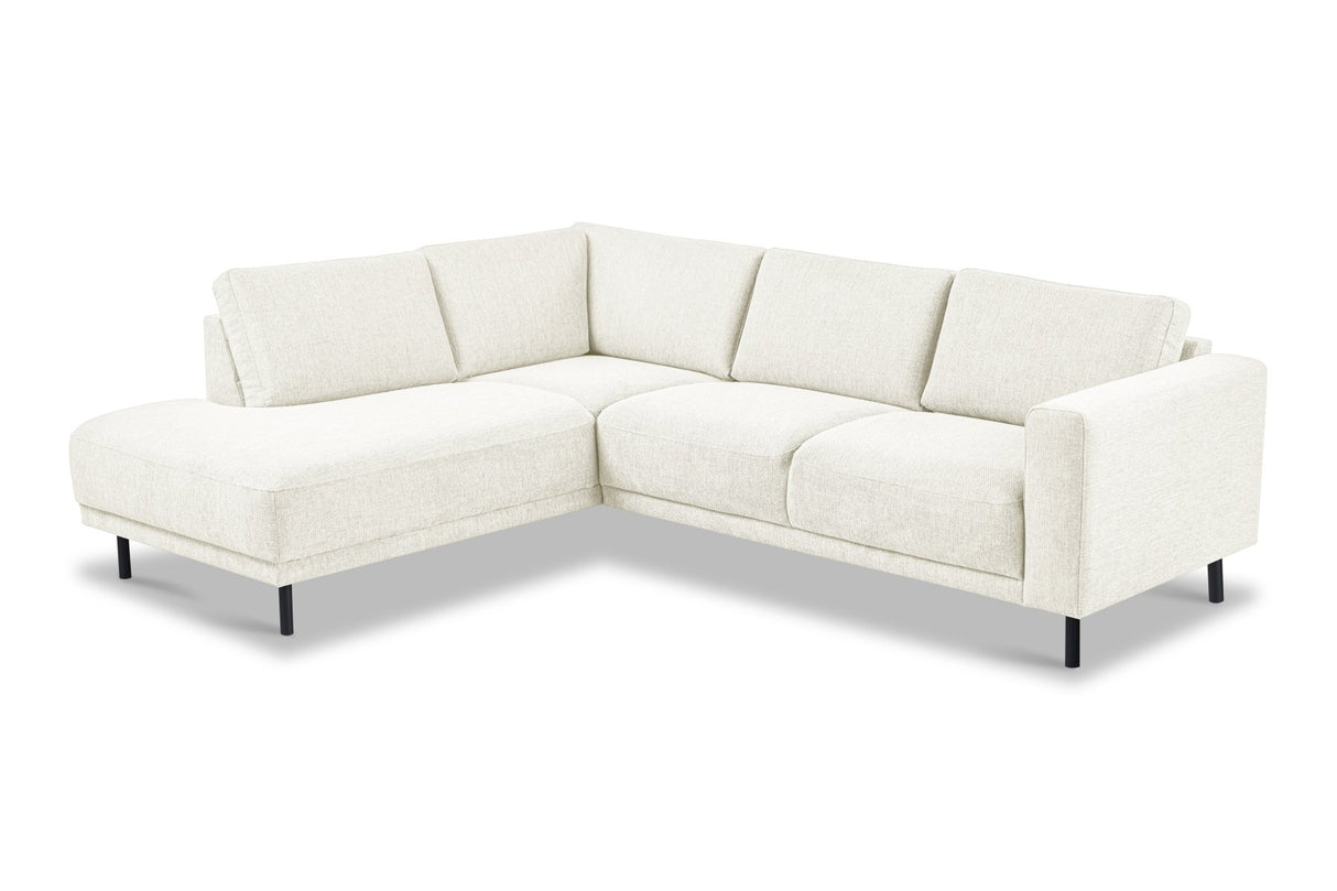 Moderne 3-zits Hoekbank Links Beige Stof Aniko met Lounger 240x197x78 cm