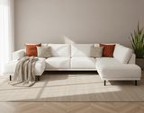 Moderne U-Bank Hoekbank Rechts Beige Stof Aniko 310x197x78 cm