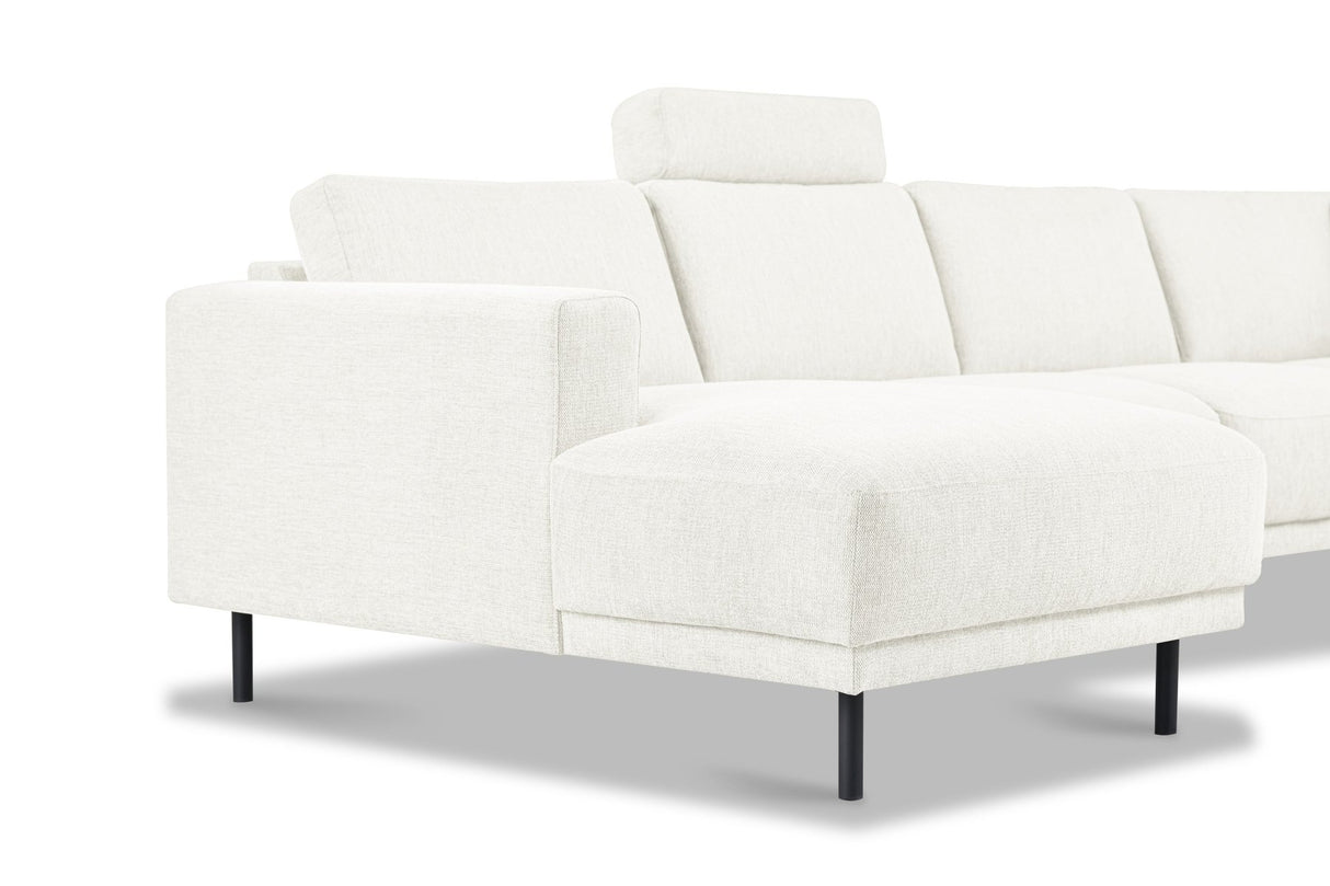 Moderne U-Bank Hoekbank Rechts Beige Stof Aniko 310x197x78 cm