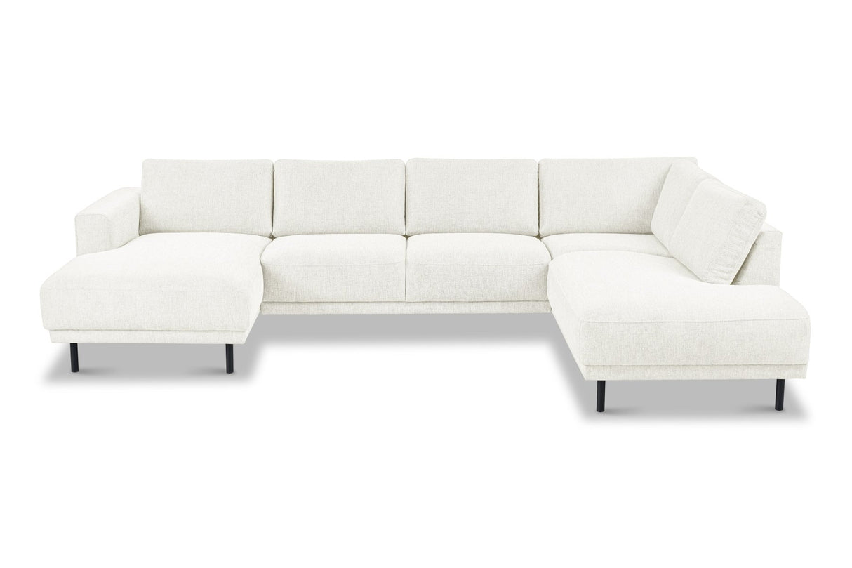 Moderne U-Bank Hoekbank Rechts Beige Stof Aniko 310x197x78 cm