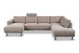Moderne U-Bank Hoekbank Rechts Taupe Stof Aniko 310x197x78 cm