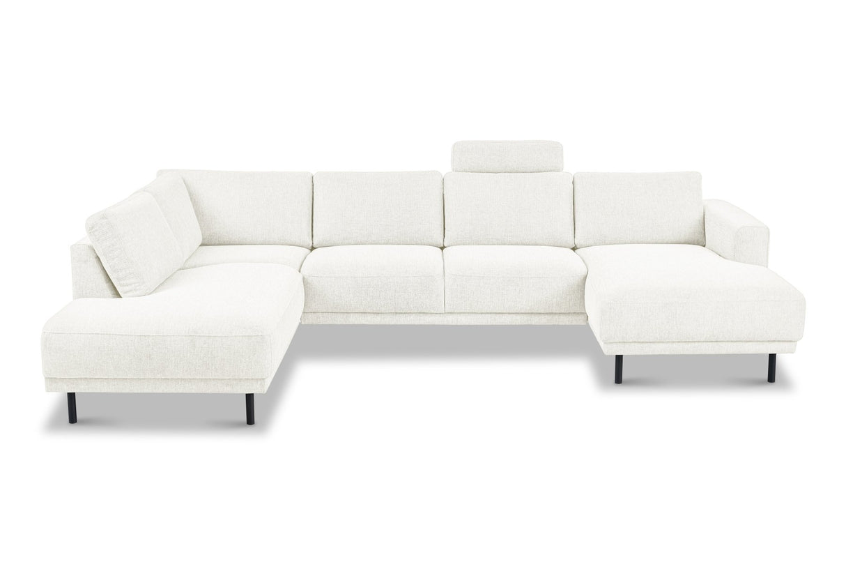 Moderne U-Bank Hoekbank Links Beige Stof Aniko 310x197x78 cm