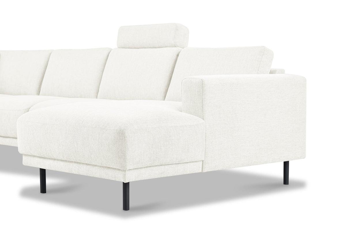 Moderne U-Bank Hoekbank Links Beige Stof Aniko 310x197x78 cm