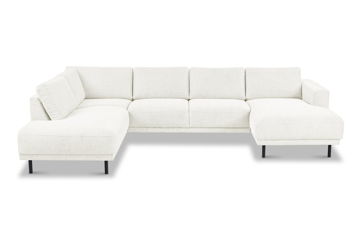 Moderne U-Bank Hoekbank Links Beige Stof Aniko 310x197x78 cm