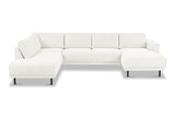 Moderne U-Bank Hoekbank Links Beige Stof Aniko 310x197x78 cm