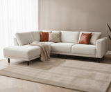 Moderne 3-zits Hoekbank Links Beige Stof Aniko met Lounger 240x197x78 cm