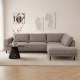 Canapé d'angle moderne 3 places à droite en taupe en tissu Aniko avec lounge 240x197x78 cm 