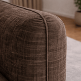 Canapé d'angle chaise longue moka brun tissu structuré Dwayne - gauche