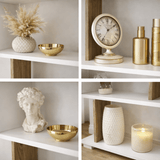 Etagère design blanche avec mélamine noyer Block 60x165x19,5 cm