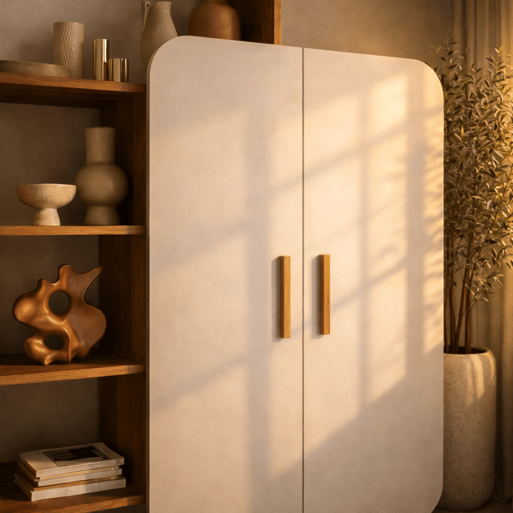 Bibliothèque scandinave noyer mélaminé blanc Form 90x132x32 cm