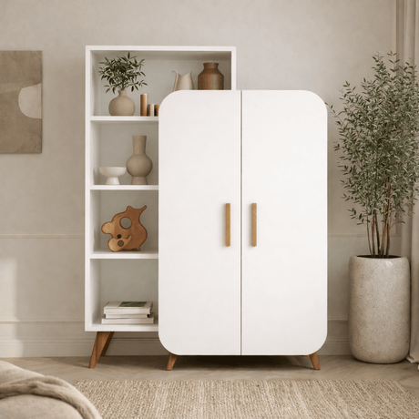 Bibliothèque scandinave mélamine blanche Form 90x132x32 cm