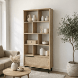 Boekenkasten - Boekenkast Kosmos Walnoot Eik Melamine 83,9x175,6x29,5 cm - Dimehouse