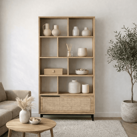 Bibliothèque Cosmos Walnut Oak Melamine 83.9x175.6x29,5 cm