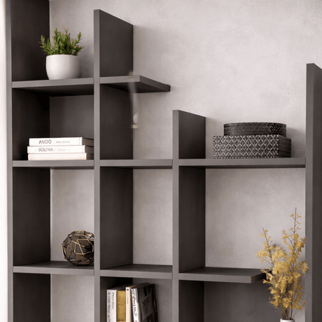 Bibliothèque mélamine anthracite Manco 122x188x25,5 cm