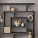 Boekenkasten - Boekenkast Maze Antraciet Melamine 125x129x22 cm - Dimehouse