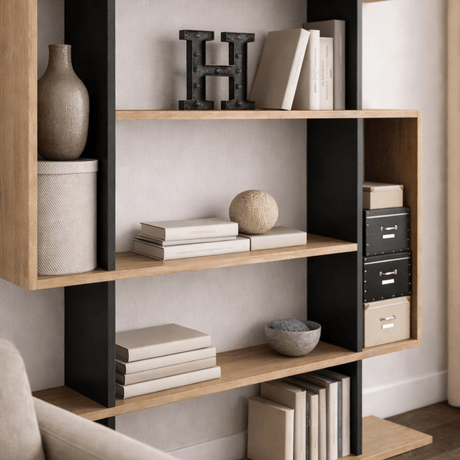 Bibliothèque Mito Sonoma Oak Anthracite Mélamine 110x161x25,5 cm