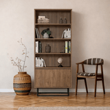Boekenkasten - Boekenkast walnoot melamine Rea 80x182x36 cm - Dimehouse
