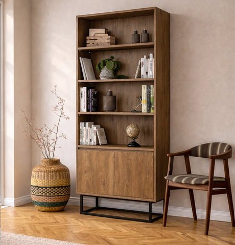 Bibliothèque mélamine noyer Rea 80x182x36 cm