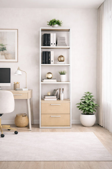 Bibliothèque Robbins blanc Eik Melamine 39x160x39 cm