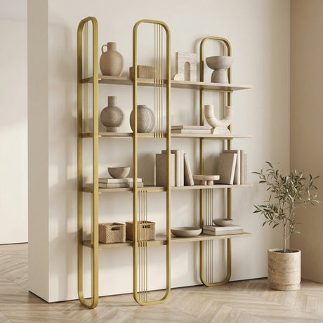 Bibliothèque Sierra Jaune Mélamine 124x182x26 cm