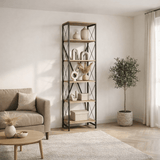 Boekenkasten - Boekenkast Suadiye Atlantisch Dennenhout Zwart Melamine 50x180x30 cm - Dimehouse