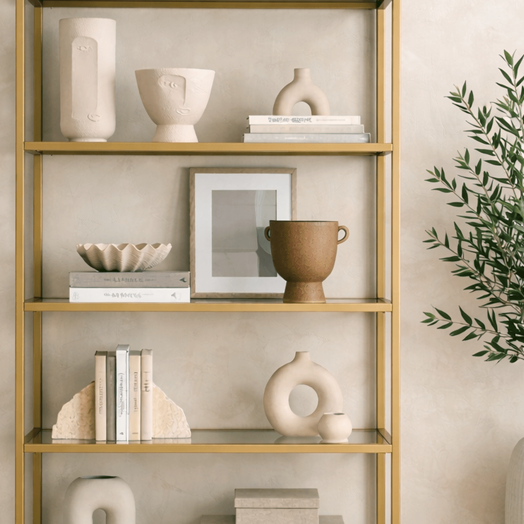 Bibliothèque Veneto Gold Glass 80x165x30 cm