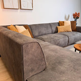 Canapé d'angle industriel en éco-cuir anthracite Brisbane - gauche 