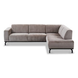Canapé d'angle Chloe en velours taupe avec pieds hauts - côté droit 