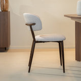 Chaises de salle à manger-Japandi Chaise de salle à manger Yura Beige - Structure aspect noyer-Dimehouse