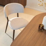 Chaises de salle à manger-Japandi Chaise de salle à manger Yura Beige - Structure aspect noyer-Dimehouse