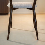 Chaises de salle à manger-Japandi Chaise de salle à manger Yura Beige - Structure aspect noyer-Dimehouse