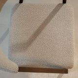 Chaises de salle à manger-Chaise de salle à manger japonaise couleur sable bouclé Kyo - structure en noyer - avec accoudoir-Dimehouse