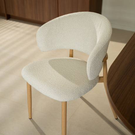 Chaise de salle à manger Japandi Yuka Beige - Structure aspect chêne