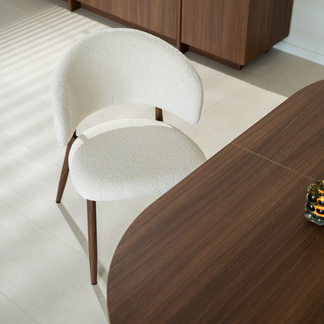 Chaise de salle à manger Japandi Yuka Beige - Structure en noyer 