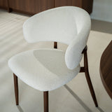 Chaises de salle à manger-Japandi Chaise de salle à manger Yuka Beige - Structure aspect noyer-Dimehouse