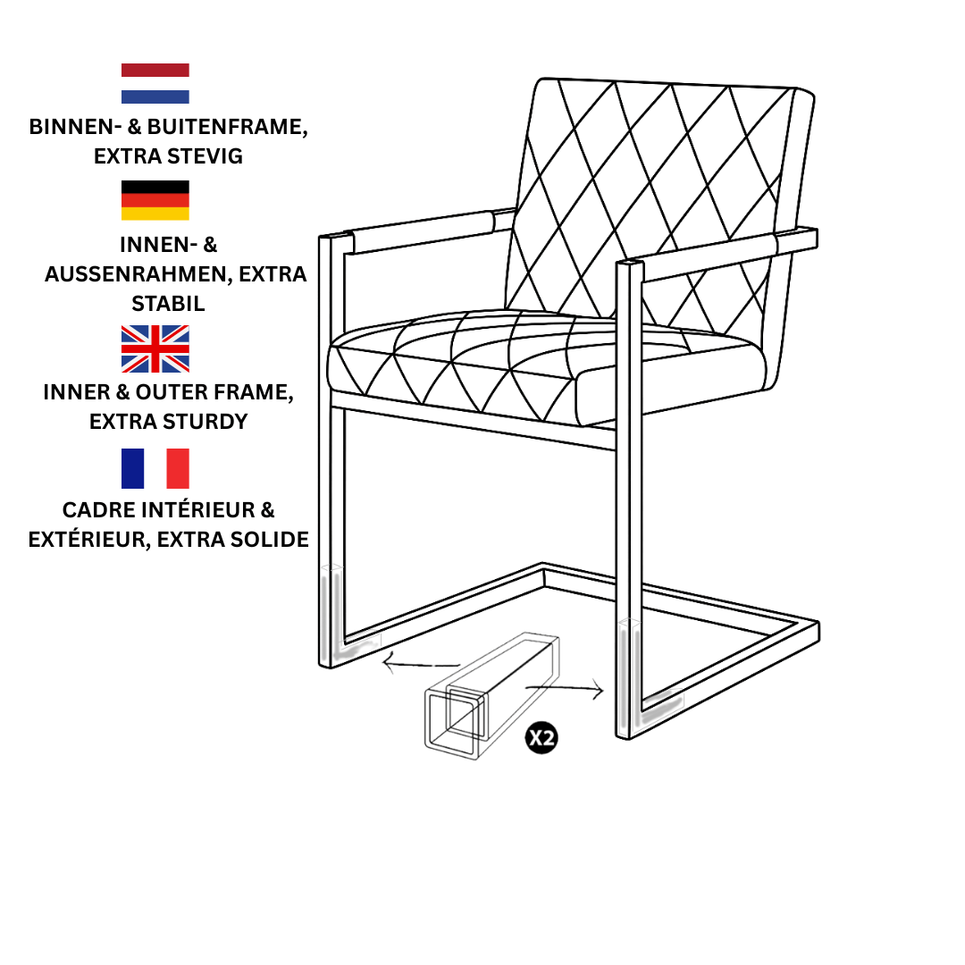 Chaise de salle à manger industrielle anthracite Ruben - Avec accoudoirs 