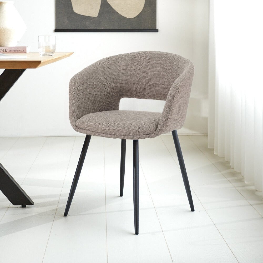 Chaise de salle à manger avec assise ronde Don taupe