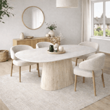 Table à manger en travertin aspect marbre en pierre frittée Lea 180x90 cm - Ovale danois