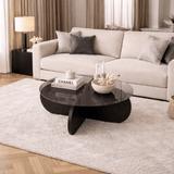 Table basse Aris ronde 75 cm en verre - Pied noir 