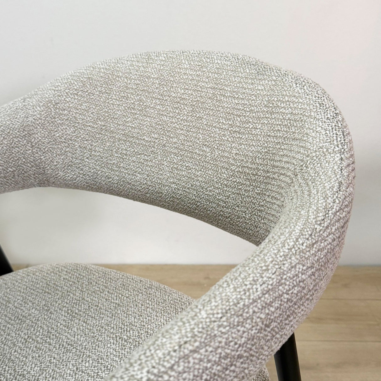 Chaise de salle à manger Set de 4 Bouclés Beige Lisa - Cadre Noir 