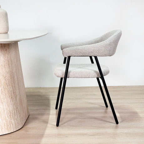 Chaise de salle à manger Bouclés Beige Lisa - Cadre Noir 