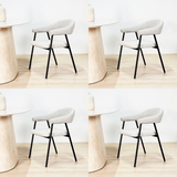 Chaise de salle à manger Set de 4 Bouclés Beige Lisa - Cadre Noir 