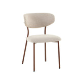 Eetkamerstoelen-Eetkamerstoel bouclé zandkleur Uma - walnootlook frame - Japandi-Dimehouse