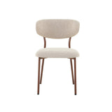 Eetkamerstoelen-Eetkamerstoel bouclé zandkleur Uma - walnootlook frame - Japandi-Dimehouse