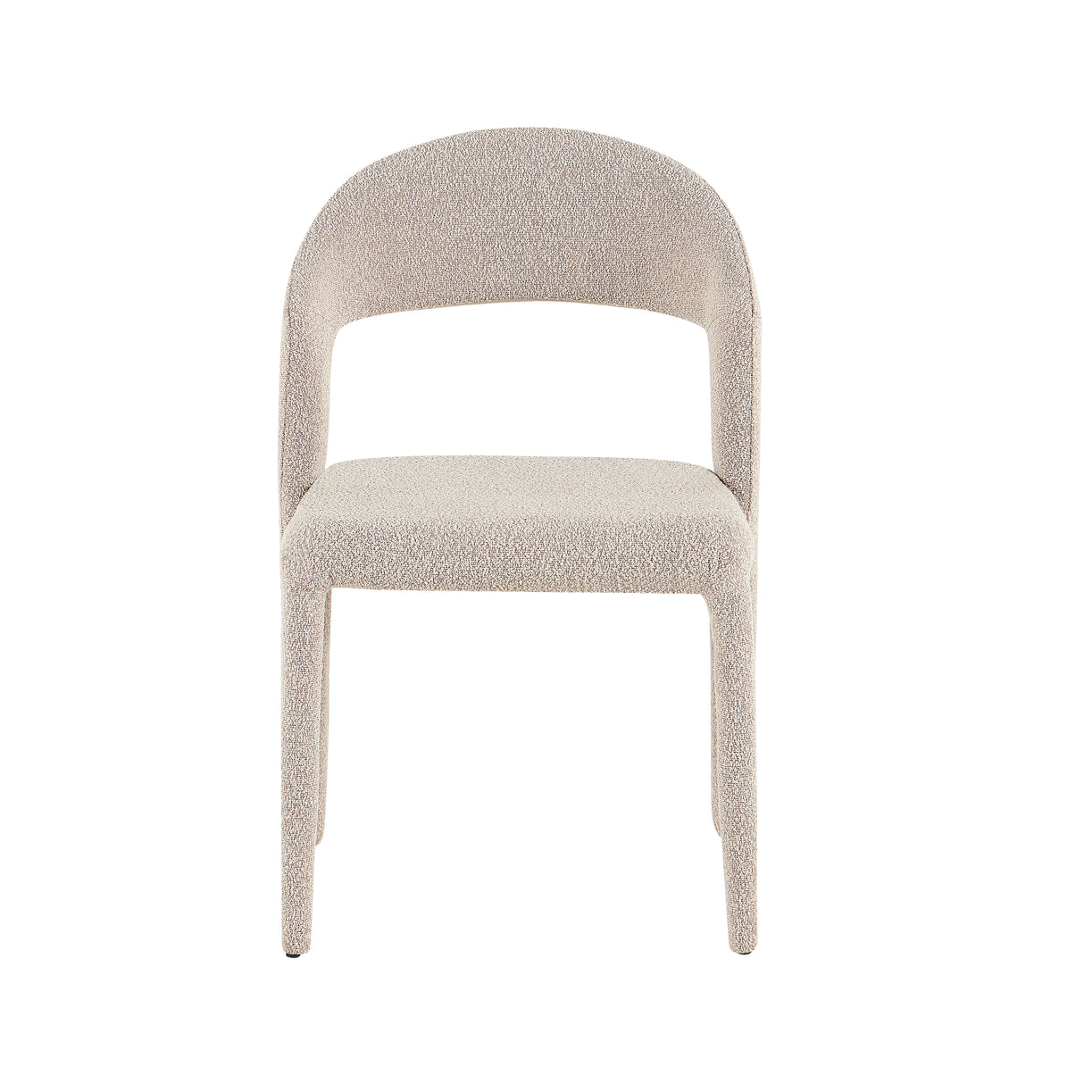 Chaise de salle à manger bouclé couleur sable Yumi - Japandi - entièrement rembourrée