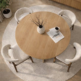 Table à manger ronde Mary en mélamine décor chêne – 125 cm