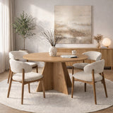 Table à manger ronde Mary en mélamine décor chêne – 125 cm