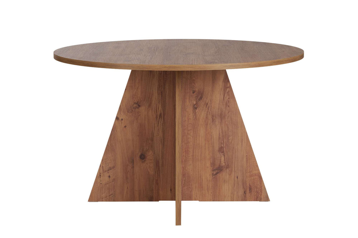 Table à manger ronde Mary en mélamine aspect pin – 125 cm